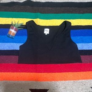 Princess Polly Black V-Neck Crop Top